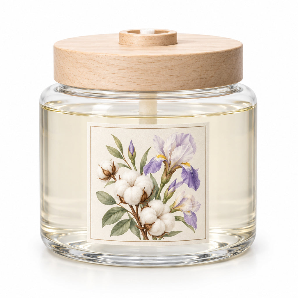 Wide Jar Wick Diffuser - Cotton & Iris, 180 mL