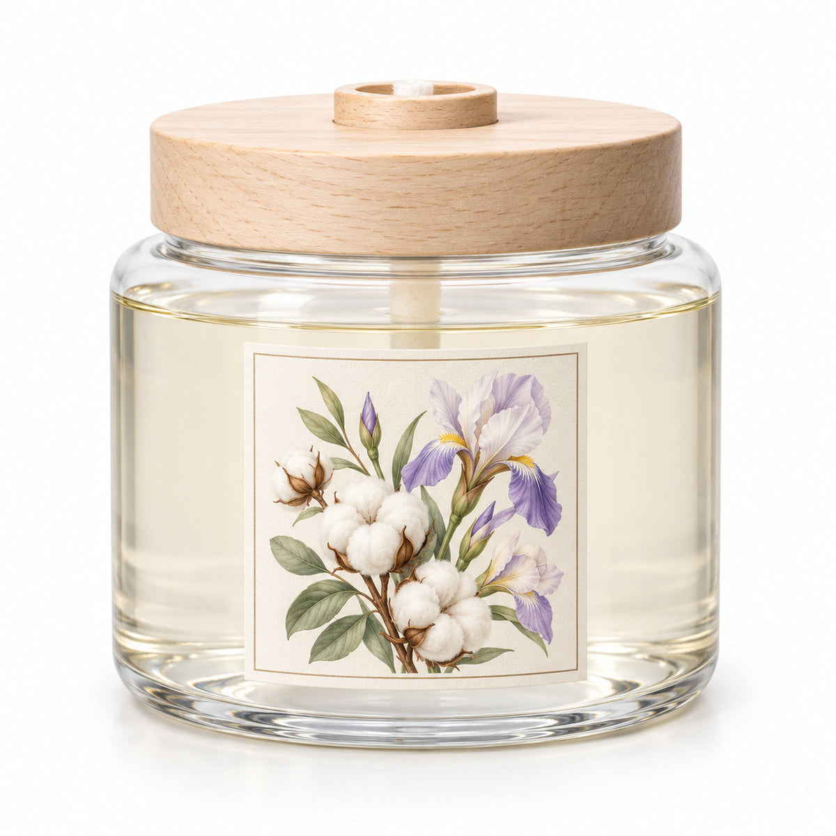 Wide Jar Wick Diffuser - Cotton & Iris, 180 mL