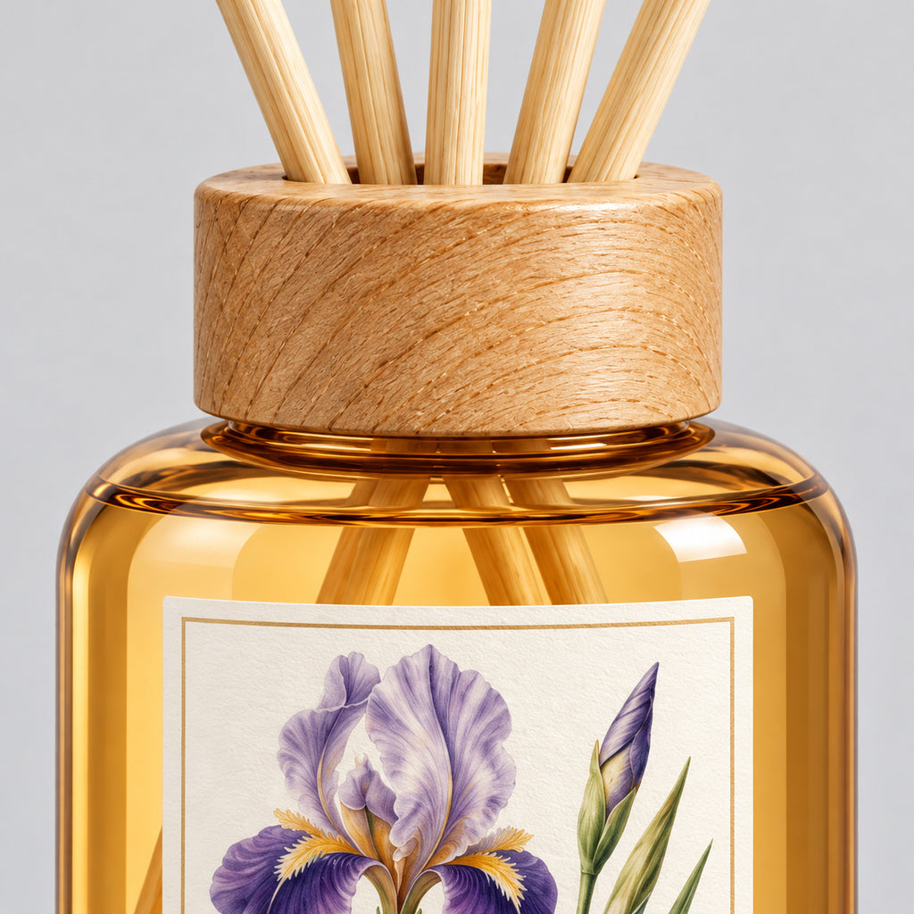 Amber Round Reed Diffuser - Sandalwood & Iris, 150 mL