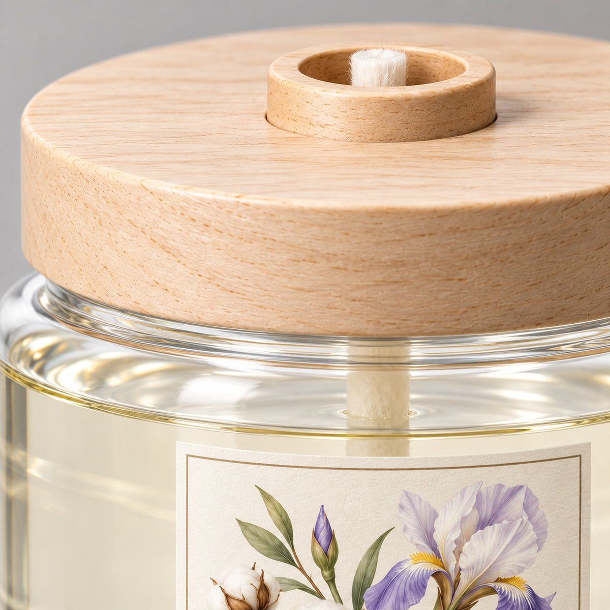 Wide Jar Wick Diffuser - Cotton & Iris, 180 mL