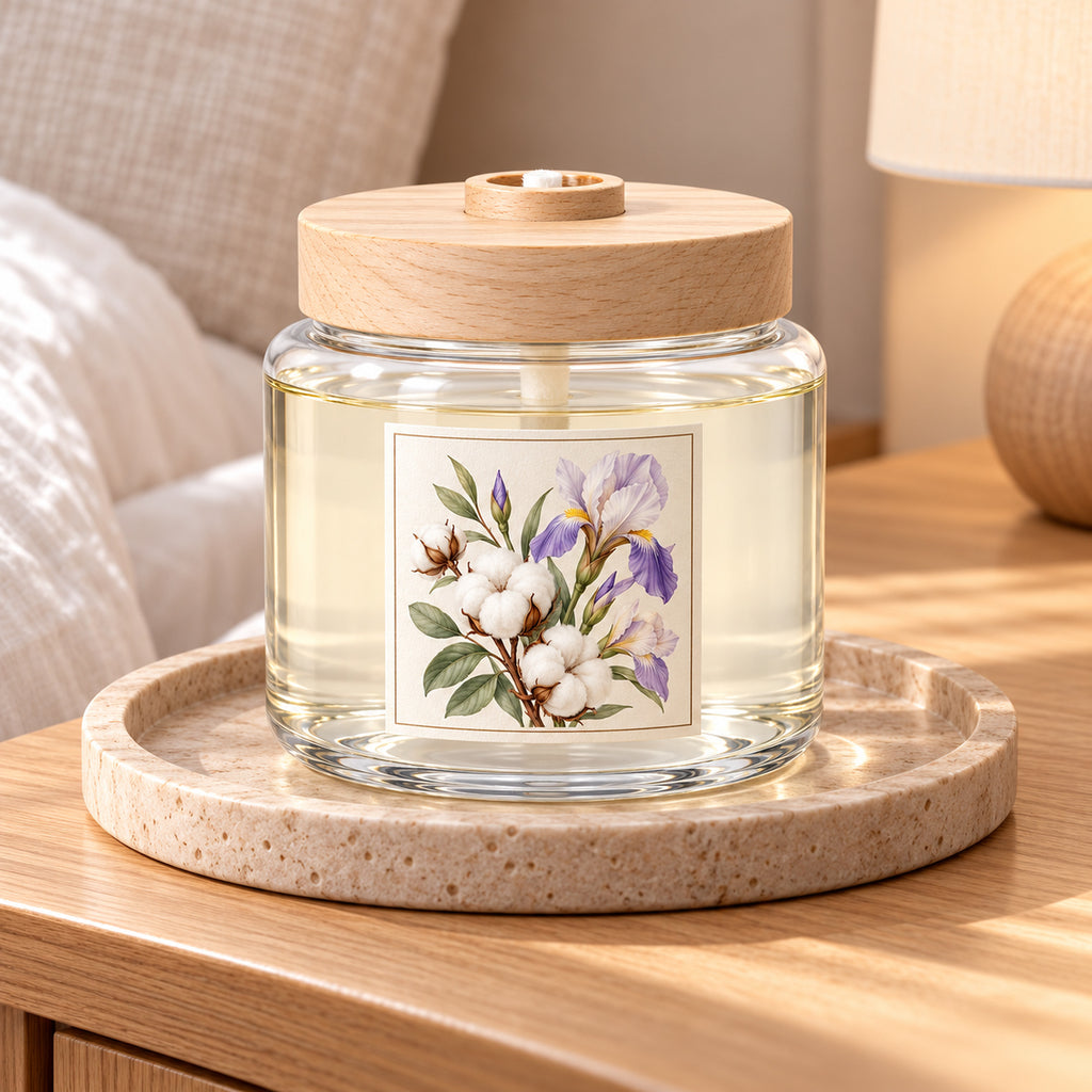 Wide Jar Wick Diffuser - Cotton & Iris, 180 mL