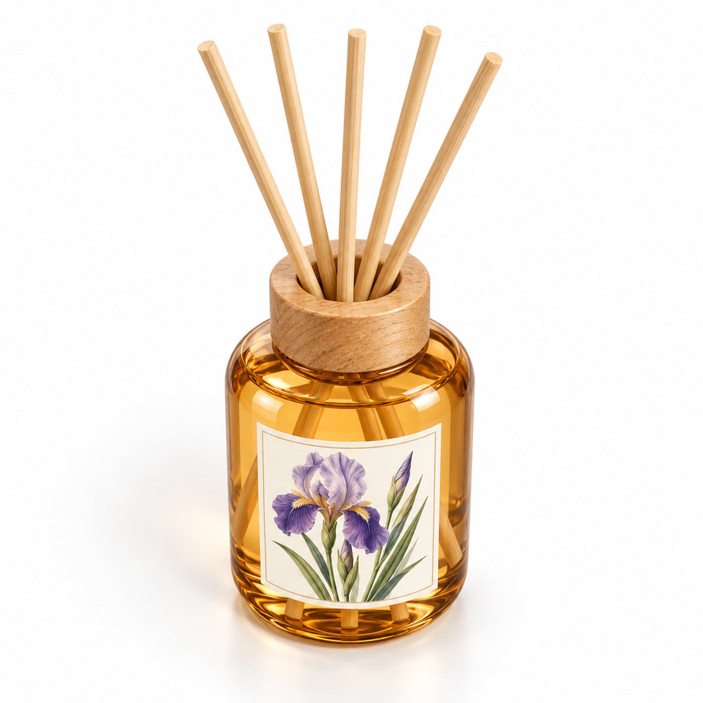 Amber Round Reed Diffuser - Sandalwood & Iris, 150 mL