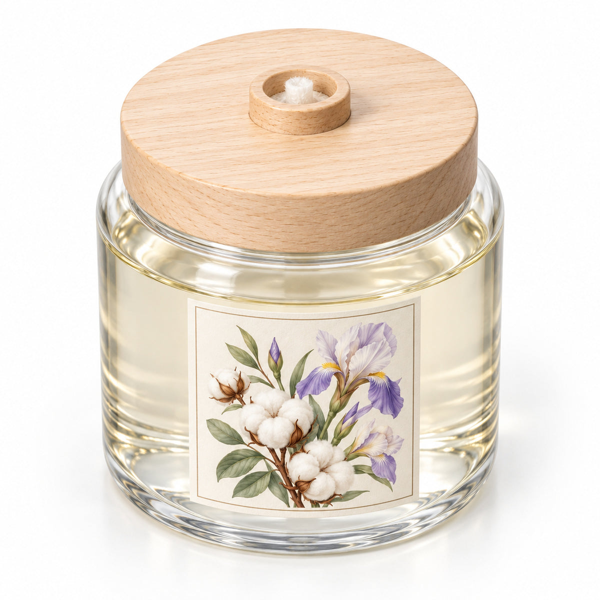 Wide Jar Wick Diffuser - Cotton & Iris, 180 mL