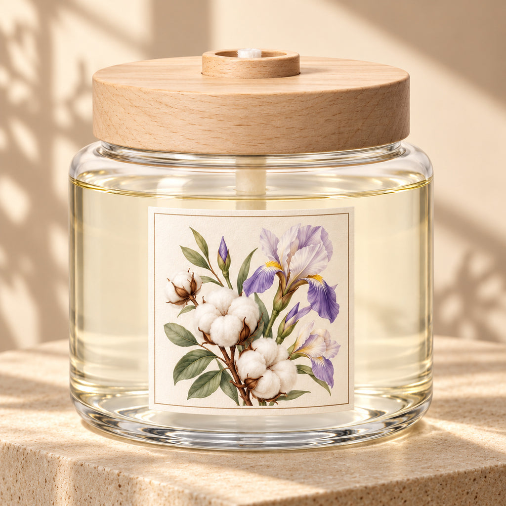 Wide Jar Wick Diffuser - Cotton & Iris, 180 mL