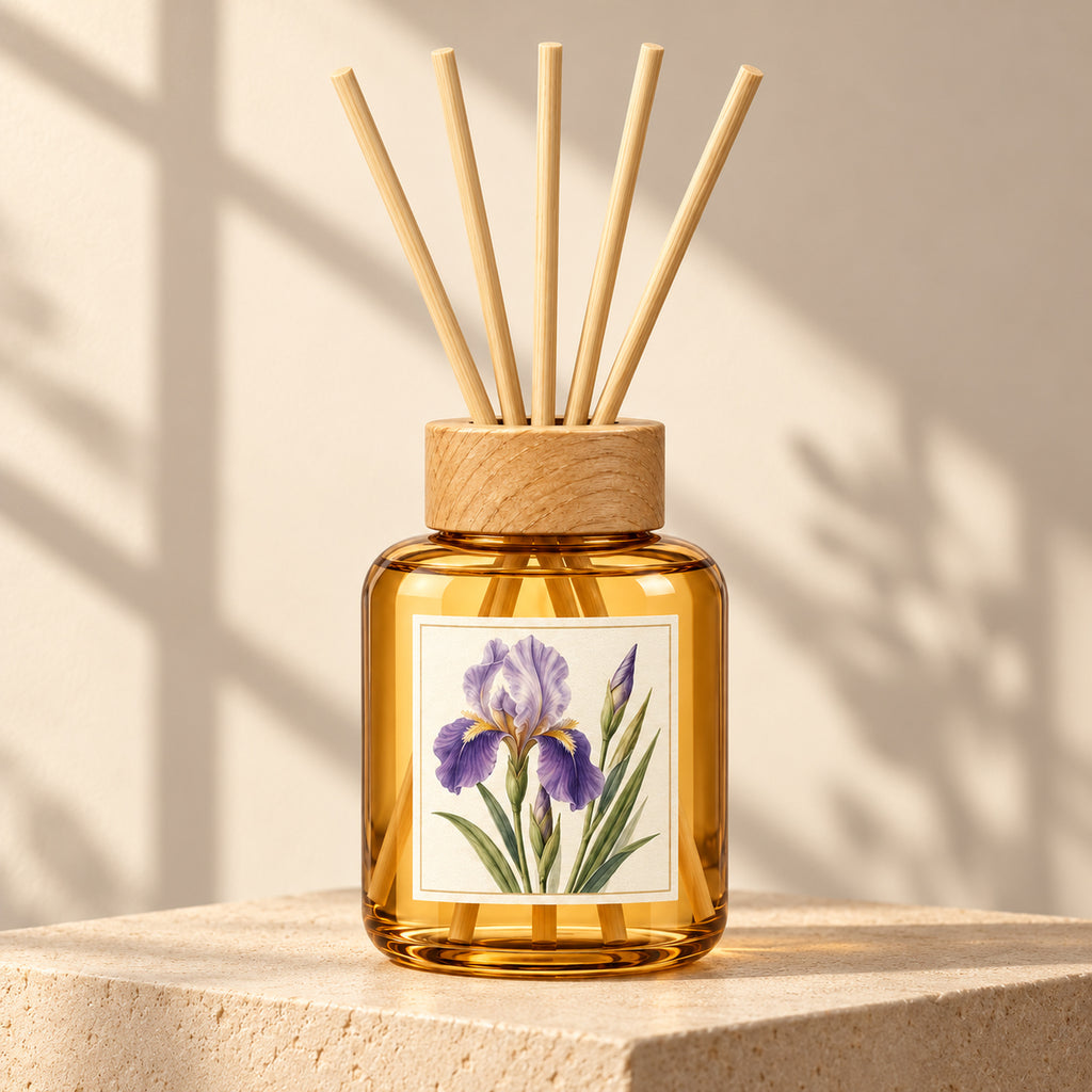 Amber Round Reed Diffuser - Sandalwood & Iris, 150 mL