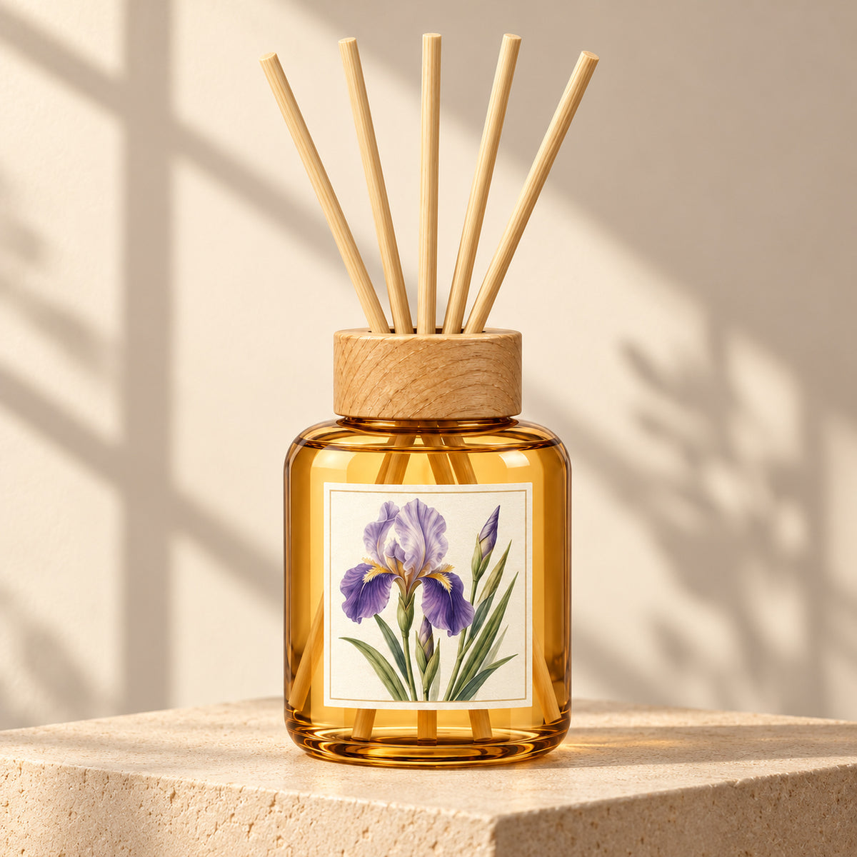 Amber Round Reed Diffuser - Sandalwood & Iris, 150 mL